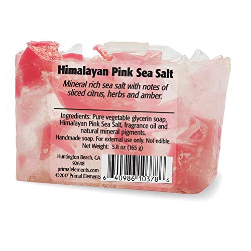Primal Elements Glycerin Bar Soap | Helps Sensitive, Oily & Dry Skin | No Parabens, Vegan, Gluten Free, 100% Vegetable Base - (Himalayan Pink Sea Salt, 1-Pack) #TOP1