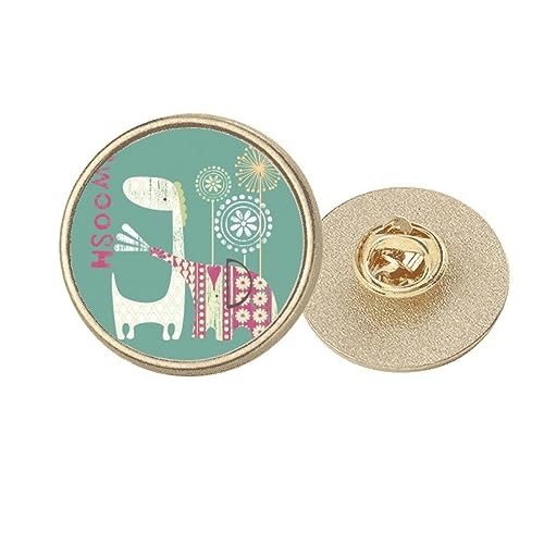 Broche ronde girafe éléphant métal doré Windll Vert accessoire vêtement M
