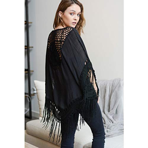 Womens Floral Crochet Lace Beach Swimsuit Medallion Tassel Kimono Cardigan2