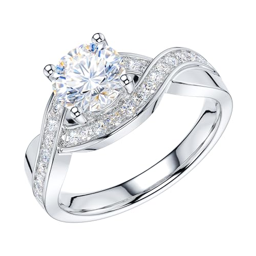 THELANDA Genuine Moissanite or Simulated Diamond Infinite Love Twisted Wrapped 1CT Promise Engagement Bridal Ring For Her2