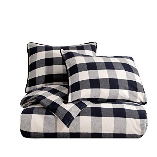 Hiend Accents Camille 3 Piece Comforter Set With Pillow Shams, Black And Natural Buffalo Check, Super Queen Size, Plaid Farmhouse Rustic Style Luxury Bedding Set, 1 Comforter And 2 Pillowcases #TOP3