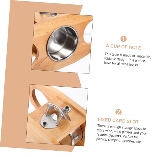 Table à vin pliante Hemobllo avec support de verre portable pour aliments et collations - 5