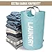 DOKEHOM 90L Large Laundry Basket, Collapsible Laundry Bag, Freestanding Tall Clothes Hamper, Foldable Washing Bin (Light Blue)