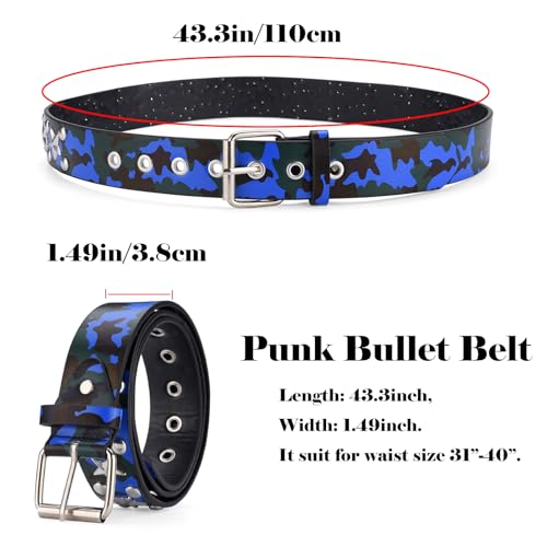 Star Studded Rivet Camouflage Belts Y2K Punk Hip Hop Faux Leather Grommet for Cosplay for Men Women2