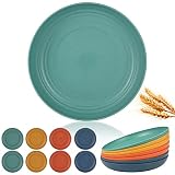 YEENAASY Dinner Plates Set of 8 Unbreakable Wheat Straw Plate Sets Alternative for Plastic Plates Re