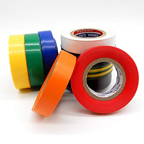 10 Pack Electrical Tapes - Maveek 0.67Inch 65.6Ft PVC Waterproof, Flame Retardant, Strong Rubber Based Adhesive Gaffer Tapes(9 Colors)