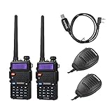 BAOFENG 2 Pack 8W Radio+1 Cable+2 speaker 2 Pack Tri-Power 8/4/1W Two-Way Radio Transceiver,Black