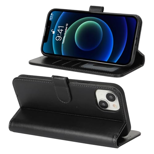 Image of for iPhone 13 Mini Case Wallet with Card Holder,for iPhone 13 Mini Wallet Case for Women Men,Leather Shockproof Magnetic Buckle Stand Flip Phone Case-Black