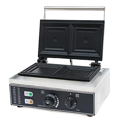 1500W Sandwichpresse Kontaktgrill mit Thermostat 50-300℃ und 0-5min Timer, Kommerzielle Sandwich Maker Panini Presse Grill Edelstahl Sandwichmaker Elektrischer Sandwich-Press-Grill für Bäckereien Rest – Bild 7