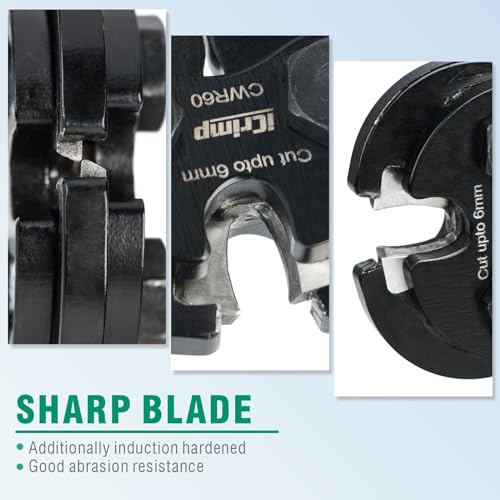 Image of iCrimp Wire Rope Cutter for Max 6mm Stainless Steel Cable | CWR60 cutter, 68HRC hard cutting blade, labor saving ratchet, for copper piano bike marine fence aircraft cables