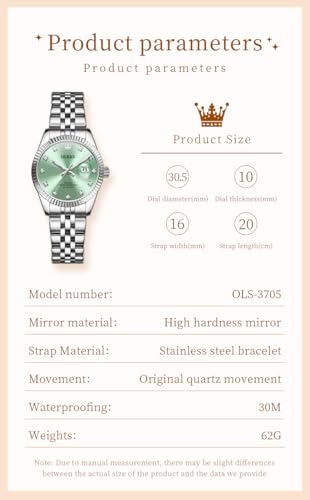 Image of OLEVS Gold Watches for Women Original Luxury Small Square Diamond Wrist Watch Analog Quartz Stainless Steel Waterproof Stylish Ladies Watch Date
