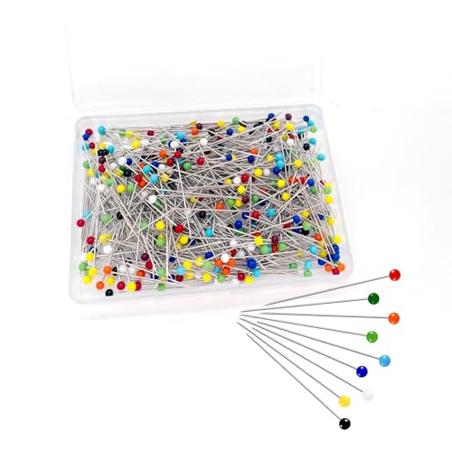 Stecknadeln mit Kopf Glaskopfnadeln Edelstahl Stecknadeln Mehrfarbig Glaskopfstecknadeln für Basteln Nähen Säumen Craft (350 Stück(Kopf 3mm))