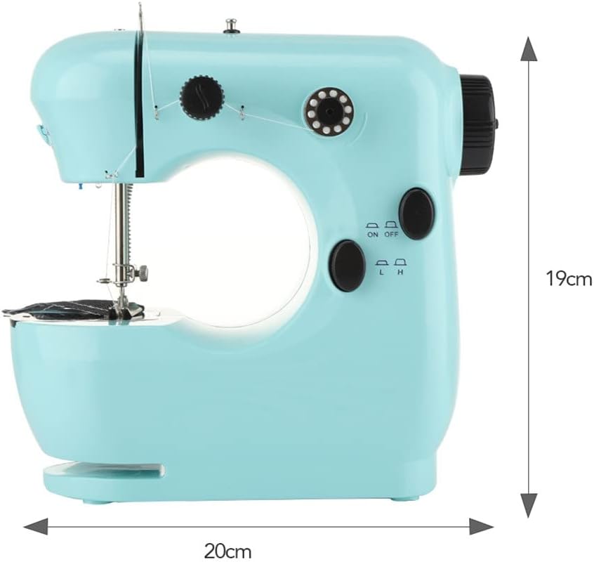 Mini Sewing Machine Adjustable Speed Two Thread Portable Electric Household Sewing Machines with Cutter Foot Pedal (Color : As Shown Size : One Size)