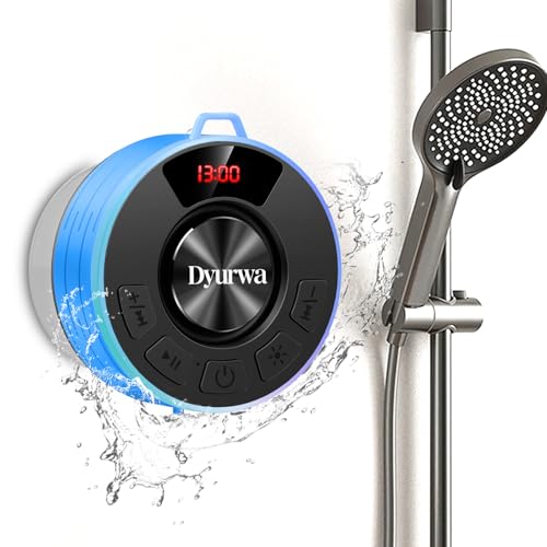 Enceinte Bluetooth Douche, Enceinte Bluetooth 5.3 avec HD Mic, 360° Stéréo enceinte bluetooth Portable Étanche IPX7 avec Ventouse, 10h Haut-Parleur de Douche...