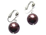  Gemshine - Damen - Ohrclips - Perlen - Tahiti - Braun - 925 Silber - 12 mm