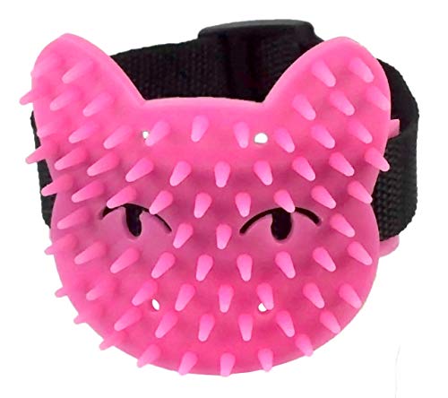 Pet Smoochies Smoochie Scratcher Silicone Cat and Dog Hair Brush for Shedding and Grooming, Soft Rubber Cat Hair Brush for Short and Long Haired Cats, Cute Cat Shape with Adjustable Handle (Pink)