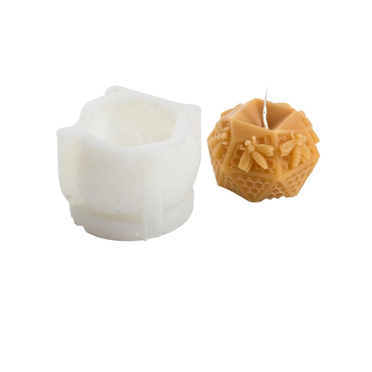 3D Flying Bee Honeycomb Candle Molds Silicone Handcraft DIY Geometric Pillar Hexagon Beehive Soap For Making for Making Soaps Bar(11100 Bee Pillar 06)