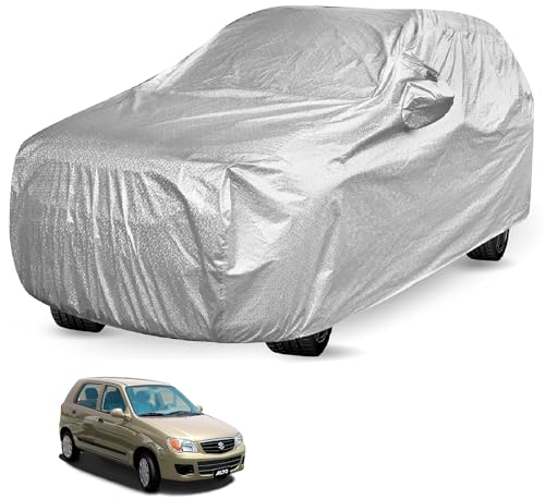 Image of Auto Hub Waterproof Car Cover Compatible with Maruti Alto with Mirror Pockets, Soft Cotton Lining, Alto Car Cover Waterproof, Metallic Silver