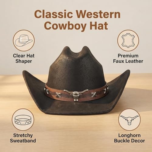 Sombrero Vaquero para Hombre y Mujer de Cuero Sintético miniatura 2