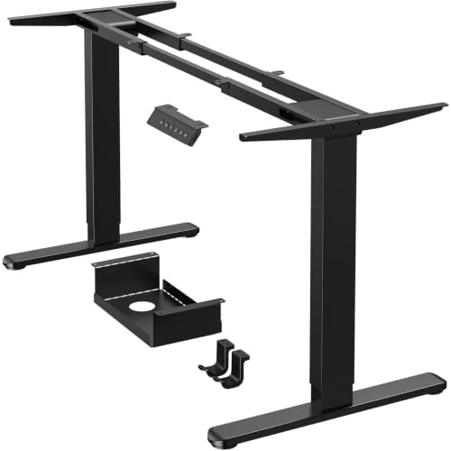 ErGear Dual Motor Standing Desk Legs for 44-90 inch Desktops, 264 lbs | 4 Memory Presets, Cable Tray, Dual Hooks, 28-47 inch Height Range, DIY Sit Stand Frame, Black Finish, Quiet Lifting, Black