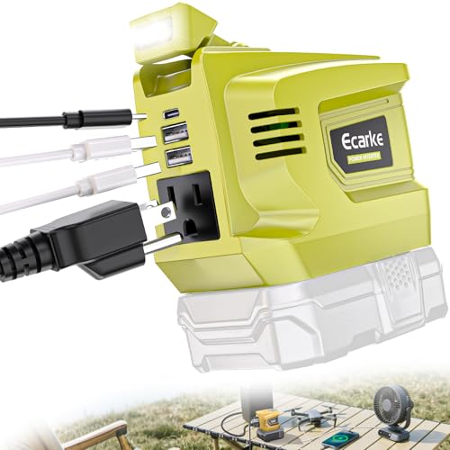 Image of 200W Power Inverter Compatibility with Ryobi 18V battery, DC 18V to AC 110V Battery Inverter, Portable Power Station Generator, Charger Adapter Powered Outlet with 2 USB Ports & 1 Type-C & 1 AC Outlet