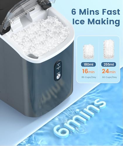 Image of Antarctic Star Countertop Nugget Ice Maker, 34 Lbs /24H, Stainless Steel Pebble Ice Machine, One-Click, Self-Cleaning, Compact Ice Maker with Basket & Scoop, for Kitchen Office Bar, Steel Black
