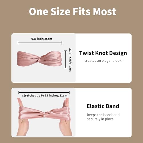 Image of ZLYC Mulberry Silk Headband for Women's Hair, Solid Luxury Coral