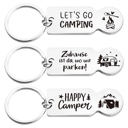 BOOMTOP 3pcs Einkaufswagenlöser Camper Geschenke Schlüsselanhänger Camping Geschenk Weihnachten Geburtstag Camper Zubehör Metall Einkaufswagenchip Abnehmbar Einkaufswagen Öffner für Camping-Liebhaber