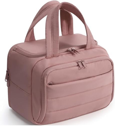 4 in 1 Travel Toiletry Makeup Bag for Women, Large Cosmetic Bag with Brush Holder, Waterproof Toiletry Organizer, Multi-Compartment Makeup Storage Case for Travel & Daily Use-image-30