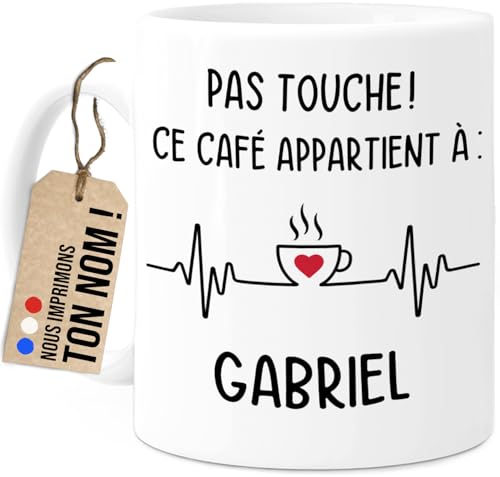 Tassenliebling Cupdarling® Mug Collègue Personnalisé avec Nom - Pas Touche ! - Tasse Humour - Cadeau Collègue de Travail Homme et Femme Bureau - 330ml en Céramique