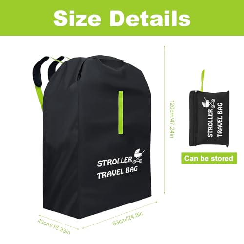 DAJASD Transporttasche Kinderwagen, Universal Buggy Tasche Flugzeug, 120X63X43cm Robuste & Wasserdichtes Oxford-Gewebe, Groß Kinderwagentasche für Flugreisen & Aufbewahrung