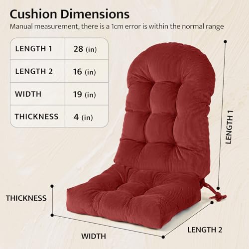 Image of mudilun Adirondack Chair Cushion 44x19x4in for Indoor Rocking Chair Pads | High-resilience foam particles,Thick Tufted, Anti-Slip with Ties,Fits most high back indoor Adirondack & rocking chair Pads