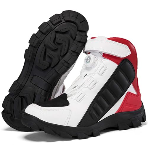 Bottes de moto pour hommes en cuir respirant avec semelle antidérapante