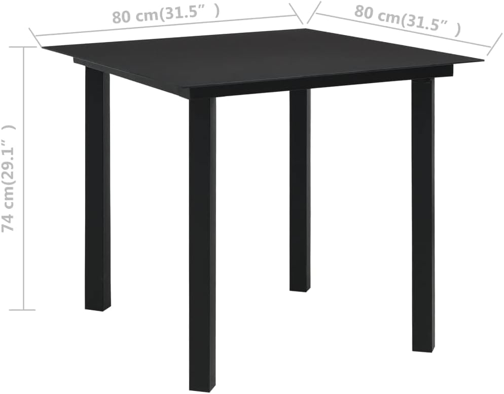 Patio Dining Table,Garden Tables,Outdoor Dining Tables,Leisure Table,Game Tables,Outdoor Tables,Coffee Tables,Camping Tables,for Garden,Backyard,Bistro, Black 59.1"x31.5"x29.1" Steel and Glass