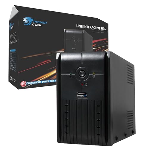 Powercool 650VA Smart UPS Battery Backup – 390W Line-Interactive Uninterruptible Power Supply with AVR, RJ45 Surge Protector, USB Monitoring, 2× UK Outlets, Generator Compatible | 12V 7Ah Battery