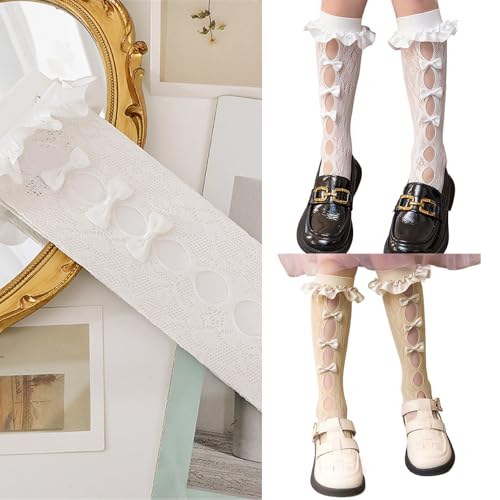 Loose Socks Lace Calf Bowknot High Boot Leg Cover Long Knee Stockings Hollow Out Children Trendy Wear2
