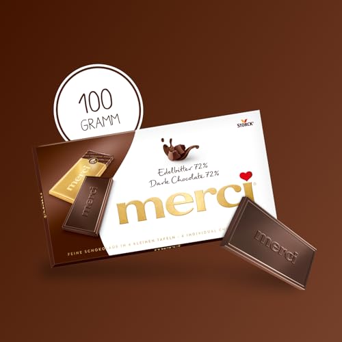 merci Tafelschokolade Edelbitter 72 % – 1 x 100 g – Feinste Täfelchen aus Edel-Bitterschokolade – Schokolade in Goldpapier verpackt 2