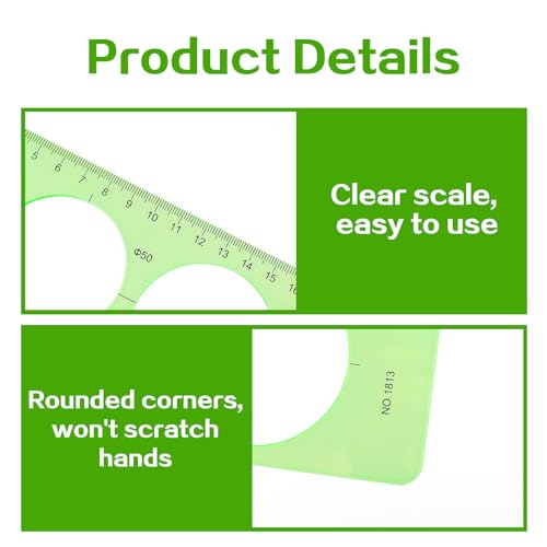 Ymapinc 4Pcs Circle Template for Drawing Drafting Plastic Circle/Oval/Triangle Shape Stencil for Painting Transparent Geometric Measuring Rulers for School Office Supplies - Image 3