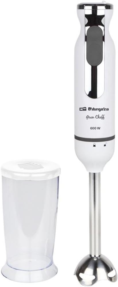 BATIDORA ORBEGOZO BT-2200 600W Regulador de potencia // Función turbo // Mango ergonómico // Cuchillas acero inox // Vaso mezclador 500 ml con tapa.