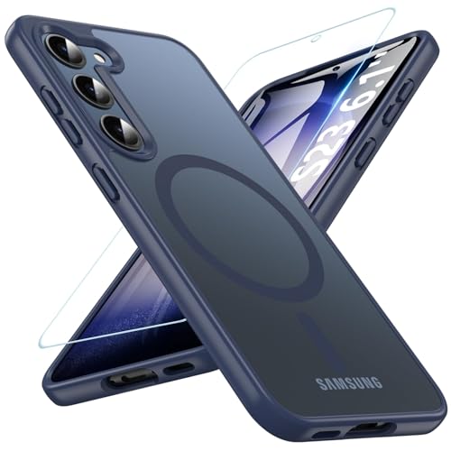 Coque Samsung S23 magnétique bleue avec protection écran verre