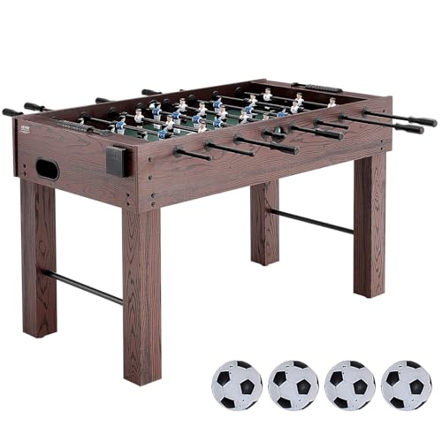 VEVOR Foosball Table, 55 in Classic Size Foosball Table, Includes 26 Players, 4 Balls and 2 Cup Holders, Easy-Grip Handle and Adjustable Leg, for Home, Family, and Game Room (Natural Wood Finish)