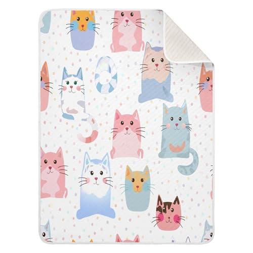 Burbuja Cartoon Cats Baby Blanket for Boys Girls, Nursery Soft Warm Swaddling Receiving Baby Blankets, 30x40 in Toddler Blanket