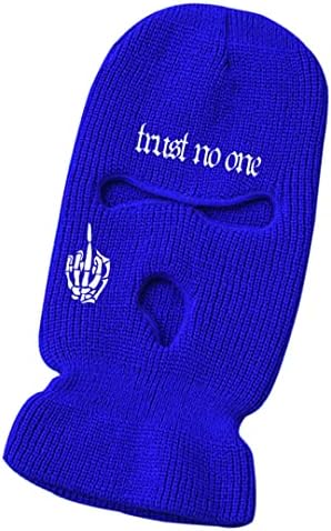 luchike unisex-adult Skull Fingers Ski Mask 3 Hole Balaclava Full Face Cover Face Mask Winter Thermal Hat for Skiing Cycling Camping Climbing Blue, Medium-Large