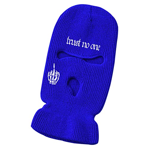 Luchike Unisex-Adult Skull Fingers Ski Mask 3 Hole Balaclava Full Face Cover Face Mask Winter Thermal Hat For Skiing Cycling Camping Climbing Blue, Medium-Large #TOP22