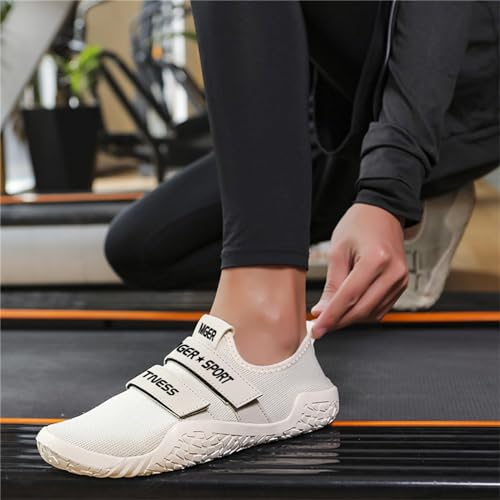 DAMANDO Women Weightlifting Shoes, Lightweight Barefoot Squat Shoes Adjustable Powerlifting Deadlift Gym Trainers for Ladies,Beige,5 UK - Image 6