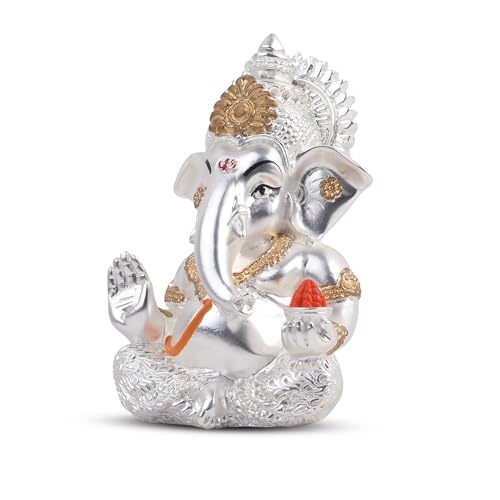Figura Decorativa Ganesha Plata 3.7 pulgadas miniatura 4