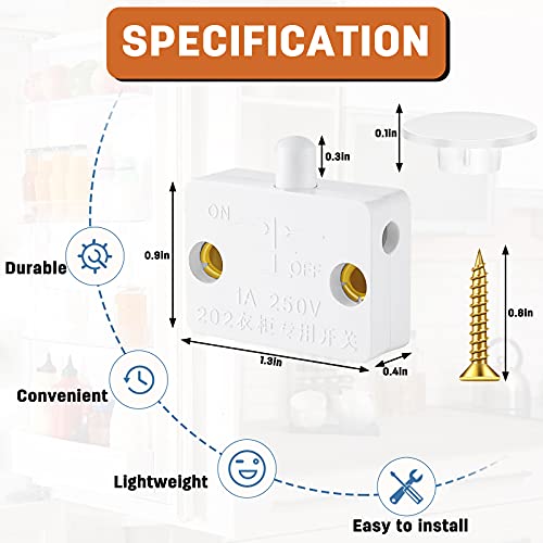8 Pieces Cabinet Door Switch For Closet Light Lamp Switch Automatic Touch Switch For Wardrobe Applicable To 12V 24V 110V (White) #TOP1