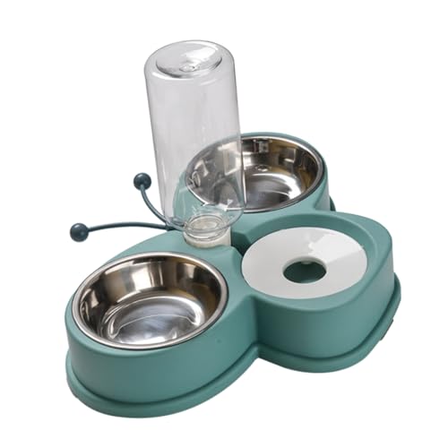 LOORGVEL Comedero y Bebedero Automático para Mascotas Multifunción para Perros y Gatos con Cuencos de Acero Inoxidable Diseño Antideslizante y Botella Transparente Desmontable para Fácil