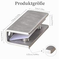 Glasklemmen Edelstahl 8 Stück Glasregal Halterung Edelstahl, Klemmhalter für Glasplatten Glashalter mit Schrauben und Kunststoffeinsatz für 8-12 mm Dicke Glas, Gebürstet Fertig – Ansicht 2