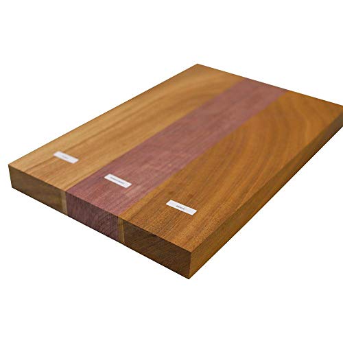 Exotic Wood Zone's Electric Guitar Body Blank Wood 3 piece, luthier Guitar Body Blanks (Purpleheart &amp; Sapele, Size 21" x 14" x 2")